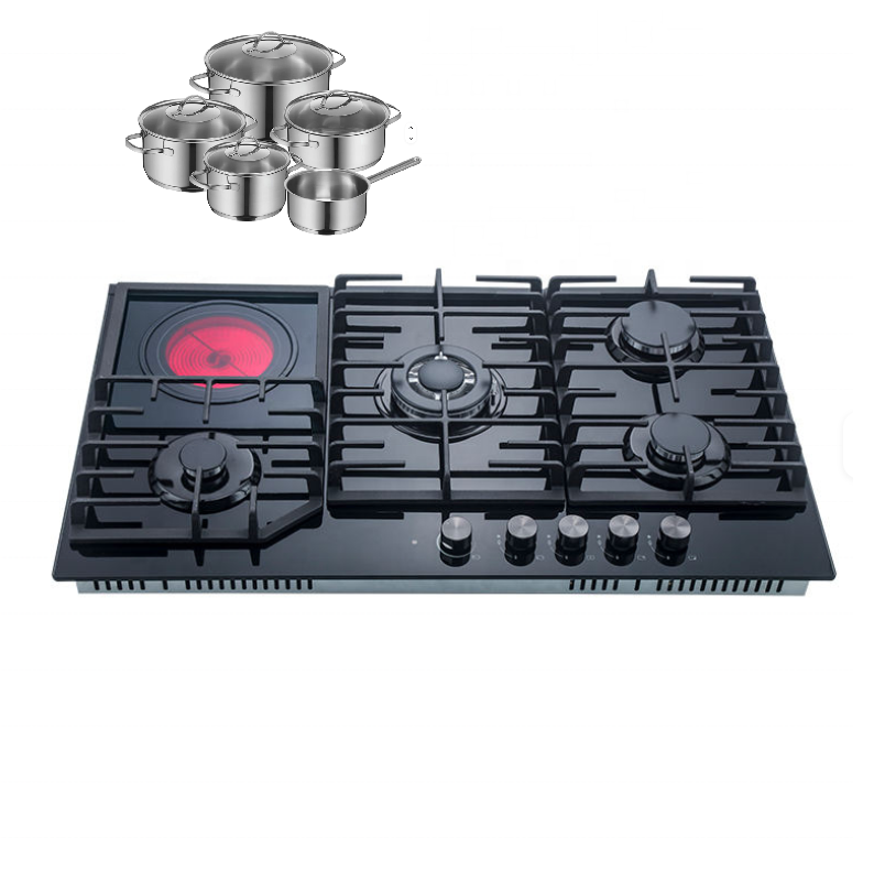 FYD2020   5 Burner Electric Gas Kitchen Induction Stove Hot Plate with pot sets